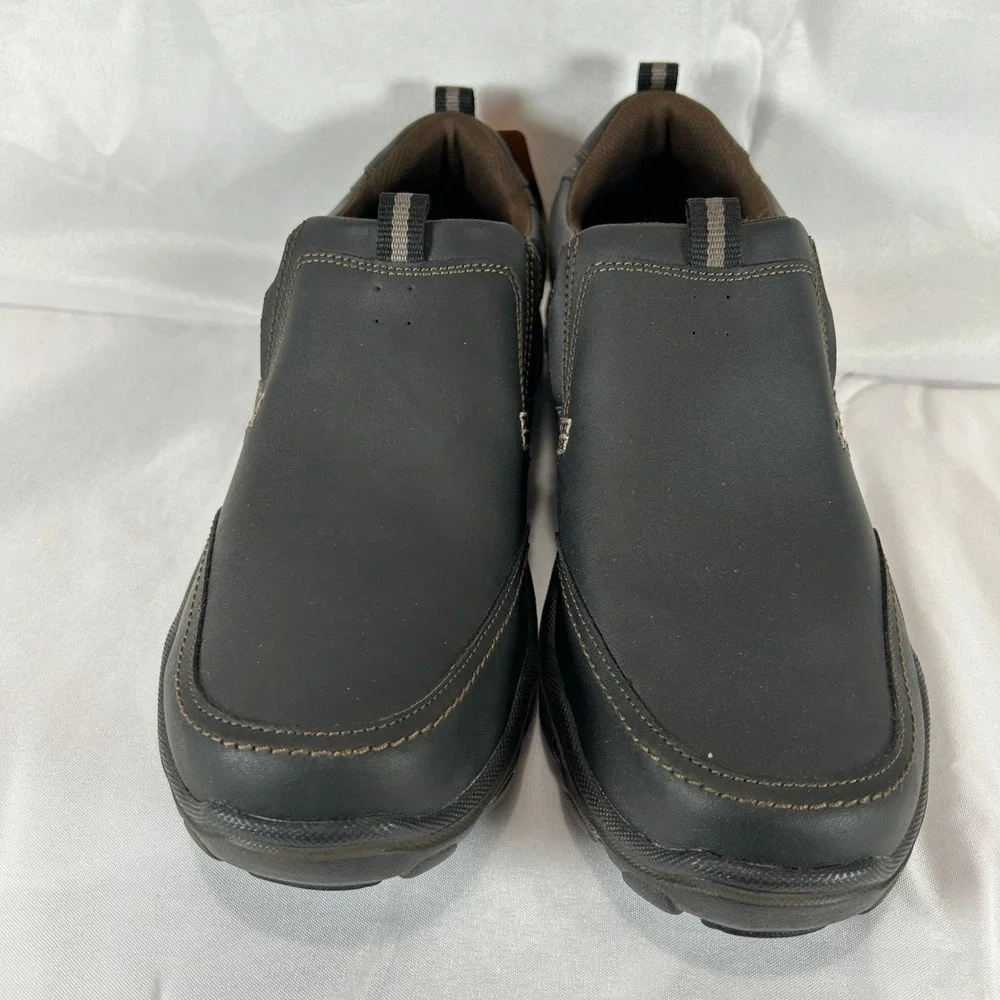 Skechers Relaxed Fit Mens Dark Brown Memory Foam Slip On Loafers Shoes Size 11